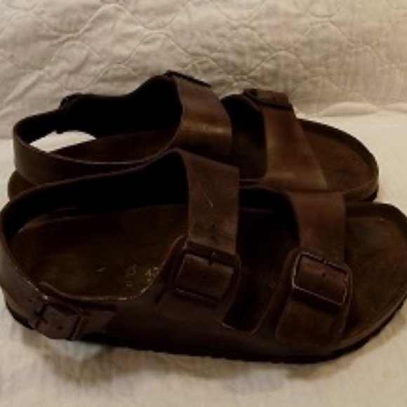 BIRKENSTOCK Men's Milano Sandal, EU43, M10 Brown - Picture 2 of 13